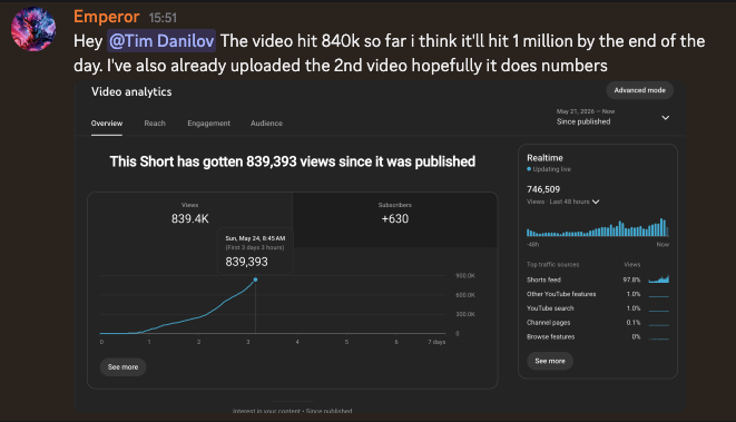 Emperor 839K views in 3 days